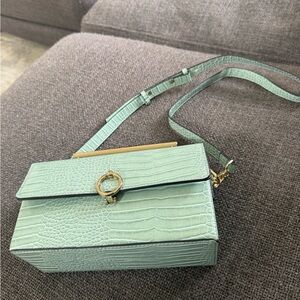 Topshop Mint Green Croc-Embossed Crossbody Bag